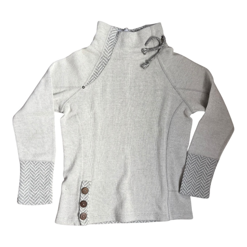 Prana The Lucia Wool Women's Natural Cream Sweater Button Accents Size M - Picture 2 of 12